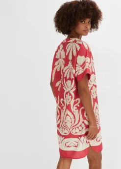 bonprix Bekleidung·Pullover & Strickjacken|Kleider^Tunika-Kleid rot/creme bedruckt