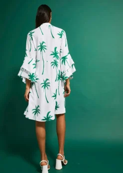 bonprix Nachhaltigere Materialien|Kleider^Tunika-Kleid weiß/minzegrün bedruckt