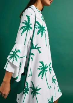 bonprix Nachhaltigere Materialien|Kleider^Tunika-Kleid weiß/minzegrün bedruckt