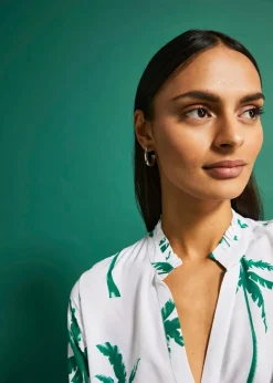 bonprix Nachhaltigere Materialien|Kleider^Tunika-Kleid weiß/minzegrün bedruckt