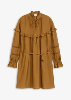 bonprix Bekleidung·Pullover & Strickjacken|Kleider^Tunika-Kleid aus feinem Viskose-Mix cognac braun