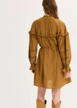 bonprix Bekleidung·Pullover & Strickjacken|Kleider^Tunika-Kleid aus feinem Viskose-Mix cognac braun