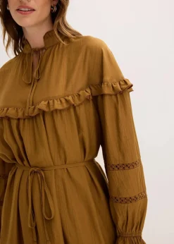 bonprix Bekleidung·Pullover & Strickjacken|Kleider^Tunika-Kleid aus feinem Viskose-Mix cognac braun