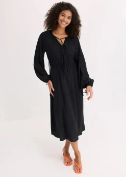 bonprix Kleider|Bekleidung·Pullover & Strickjacken^Tunika-Kleid aus fließendem Viskose-Mix schwarz