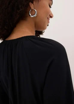 bonprix Kleider|Bekleidung·Pullover & Strickjacken^Tunika-Kleid aus fließendem Viskose-Mix schwarz