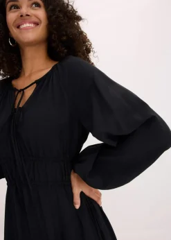 bonprix Kleider|Bekleidung·Pullover & Strickjacken^Tunika-Kleid aus fließendem Viskose-Mix schwarz
