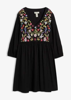 bonprix Kleider|Bekleidung·Pullover & Strickjacken^Tunika-Kleid aus fließender Viskose schwarz bedruckt