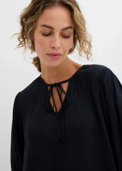 bonprix Bekleidung·Pullover & Strickjacken|Kleider^Tunika-Kleid aus fließender Viskose schwarz