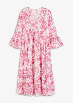 bonprix Nachhaltigere Materialien|Kleider^Tunika-Kleid aus fließender Viskose pink/weiß floral