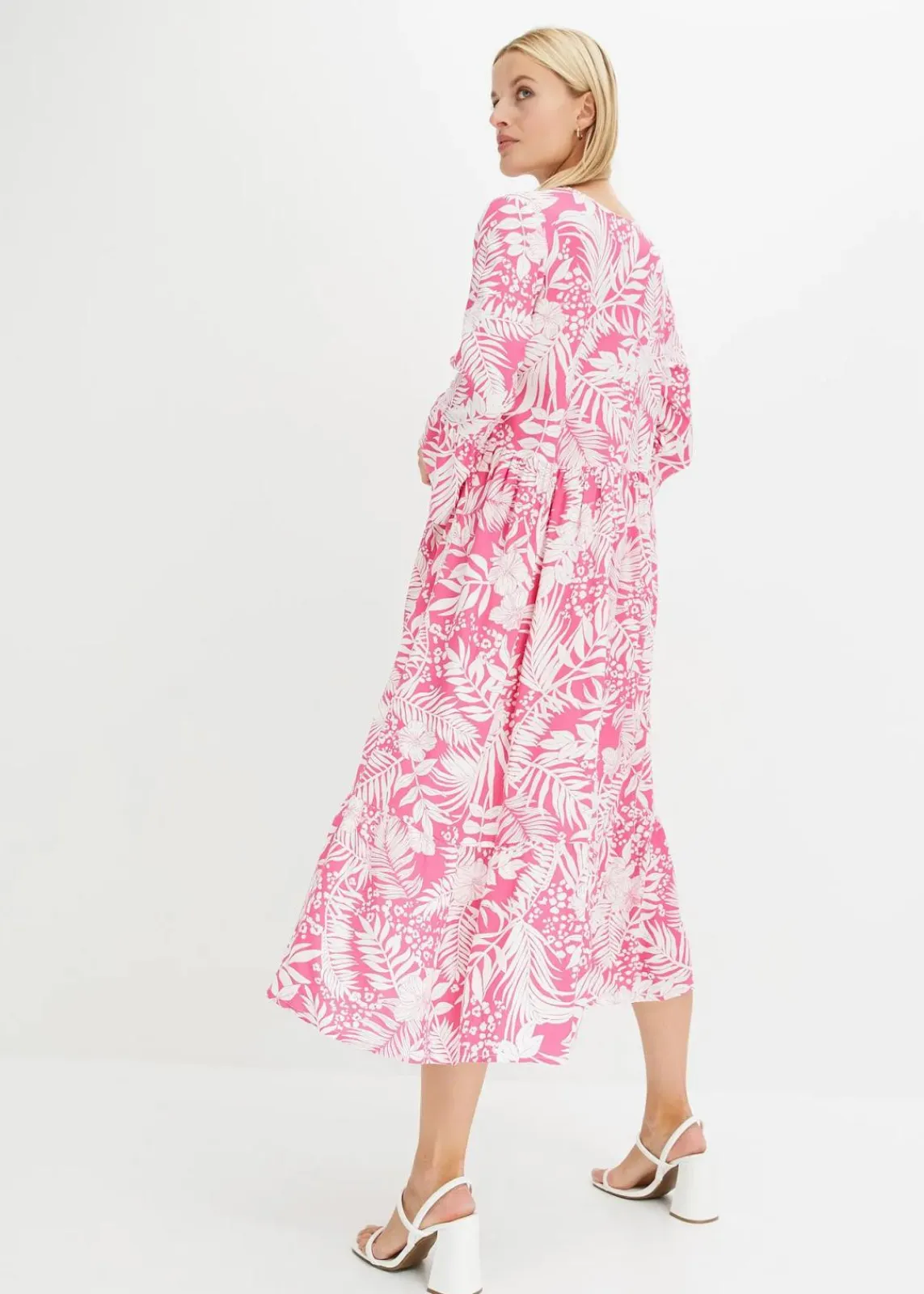 bonprix Nachhaltigere Materialien|Kleider^Tunika-Kleid aus fließender Viskose pink/weiß floral