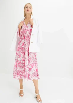 bonprix Nachhaltigere Materialien|Kleider^Tunika-Kleid aus fließender Viskose pink/weiß floral