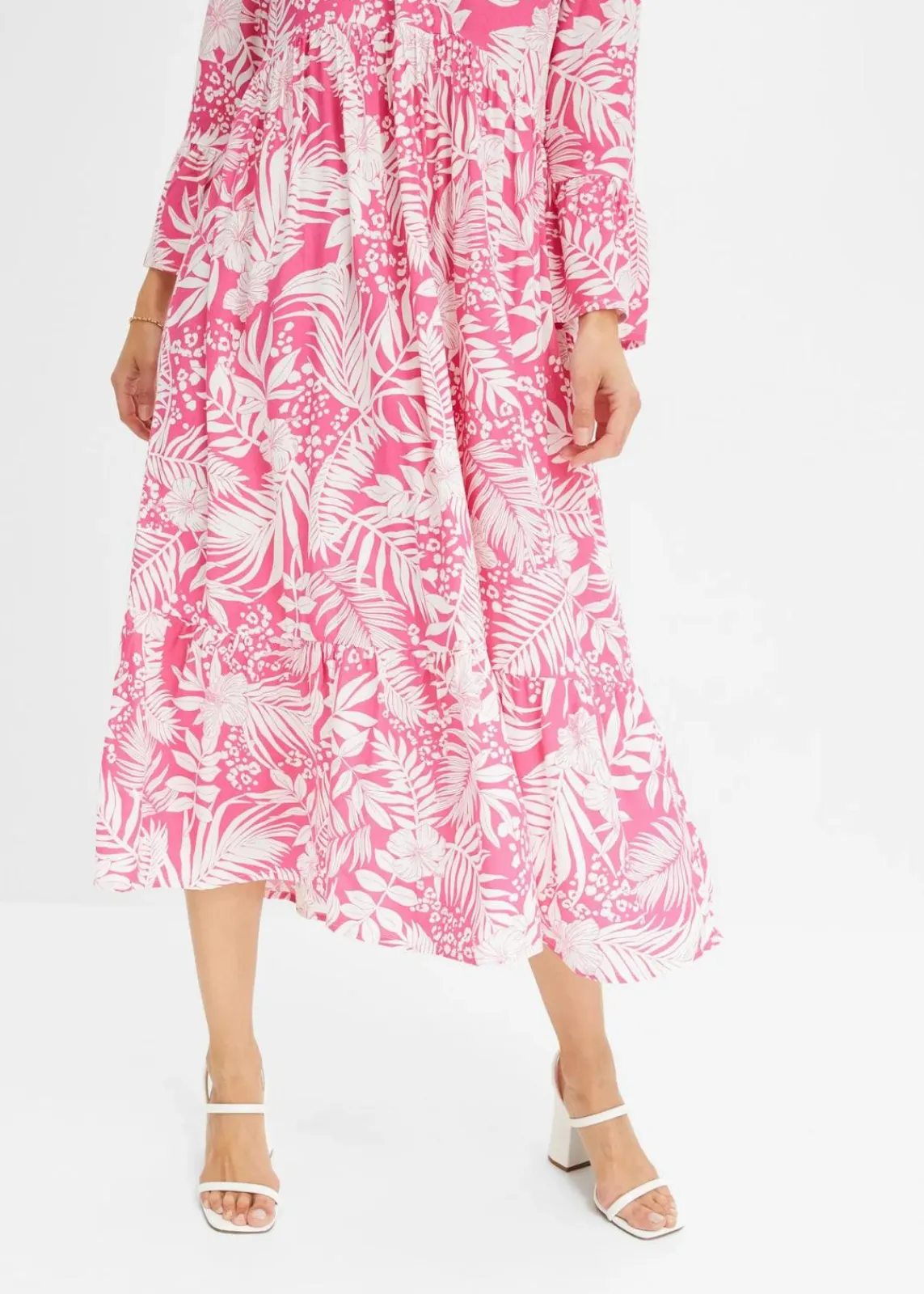bonprix Nachhaltigere Materialien|Kleider^Tunika-Kleid aus fließender Viskose pink/weiß floral