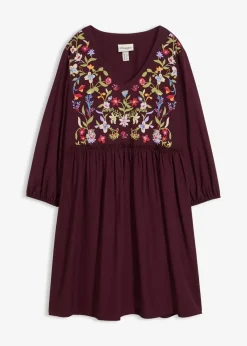 bonprix Bekleidung·Pullover & Strickjacken|Kleider^Tunika-Kleid aus fließender Viskose weinrot