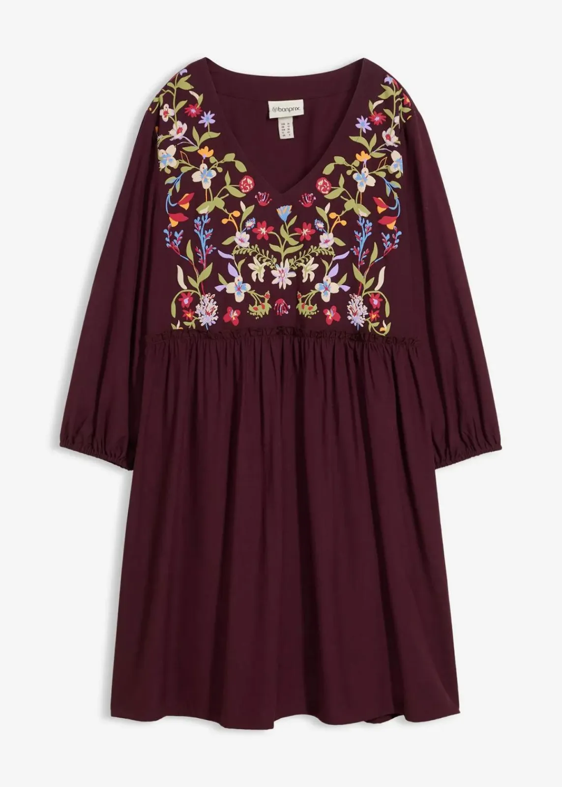 bonprix Bekleidung·Pullover & Strickjacken|Kleider^Tunika-Kleid aus fließender Viskose weinrot