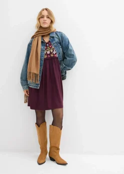 bonprix Bekleidung·Pullover & Strickjacken|Kleider^Tunika-Kleid aus fließender Viskose weinrot