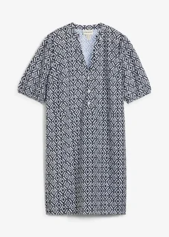 bonprix Kleider|Bekleidung·Pullover & Strickjacken^Tunika-Kleid aus fließender Viskose schwarz/wollweiß bedruckt