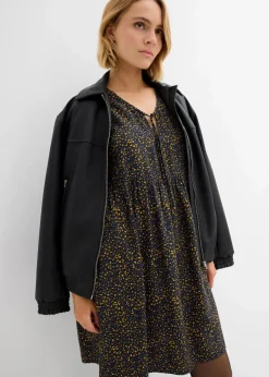 bonprix Kleider|Bekleidung·Pullover & Strickjacken^Tunika-Kleid aus fließender Vikose dunkelblau/lemoncurry bedruckt