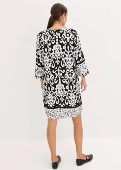 bonprix Nachhaltigere Materialien|Kleider^Tunika-Kleid aus fließender Viskose schwarz/weiß bedruckt