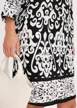 bonprix Nachhaltigere Materialien|Kleider^Tunika-Kleid aus fließender Viskose schwarz/weiß bedruckt