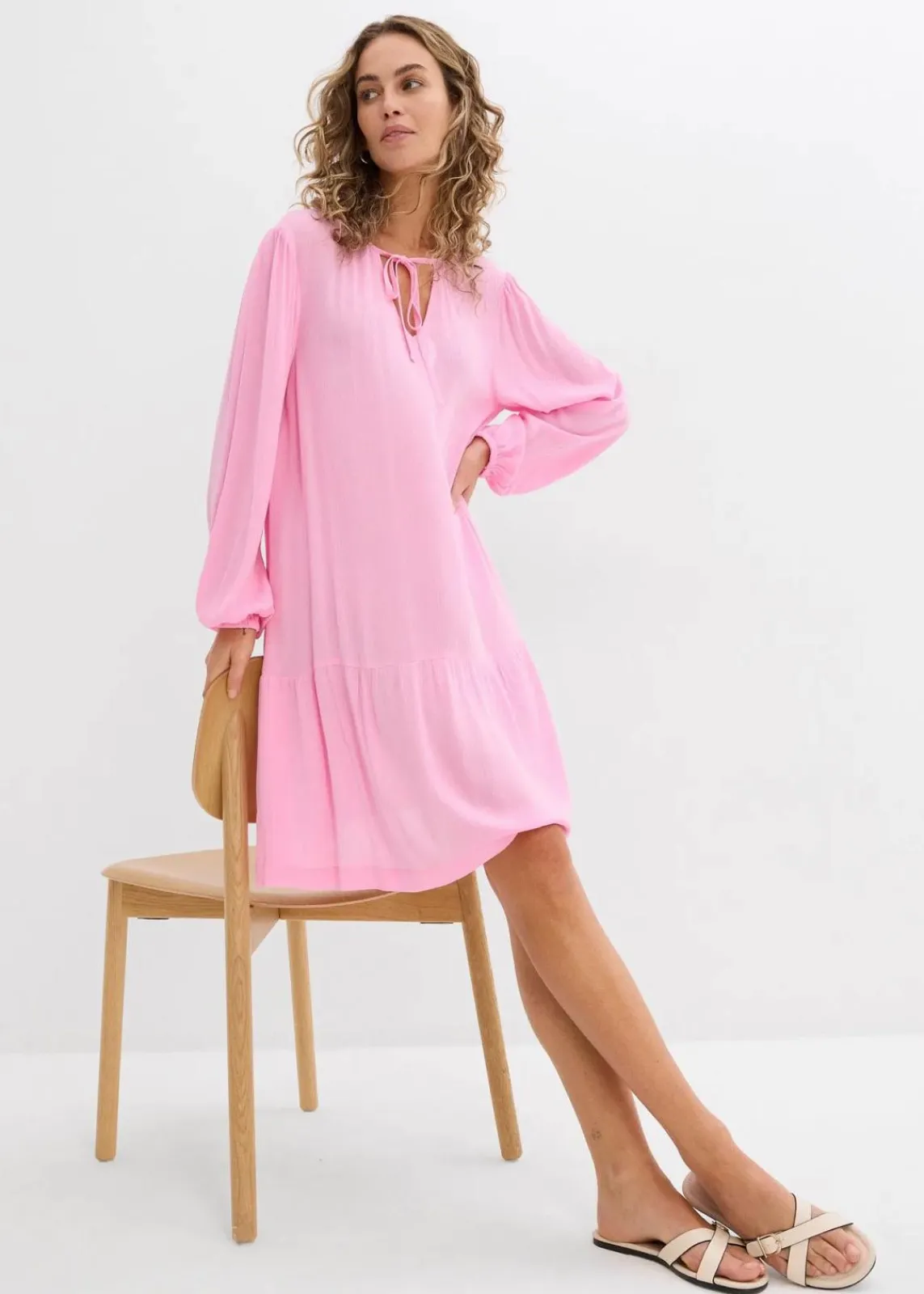 bonprix Kleider|Bekleidung·Pullover & Strickjacken^Tunika-Kleid aus fließender Viskose rosa