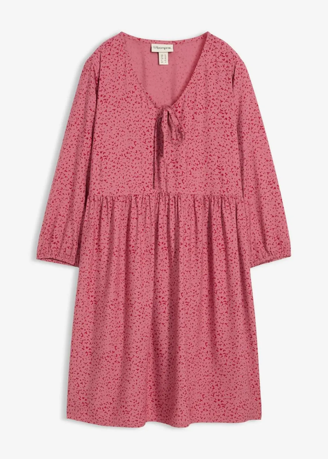 bonprix Bekleidung·Pullover & Strickjacken|Kleider^Tunika-Kleid aus fließender Vikose beerensorbet/abendrot bedruckt