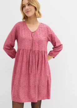 bonprix Bekleidung·Pullover & Strickjacken|Kleider^Tunika-Kleid aus fließender Vikose beerensorbet/abendrot bedruckt