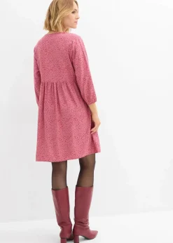 bonprix Bekleidung·Pullover & Strickjacken|Kleider^Tunika-Kleid aus fließender Vikose beerensorbet/abendrot bedruckt