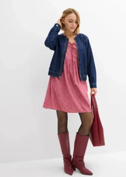bonprix Bekleidung·Pullover & Strickjacken|Kleider^Tunika-Kleid aus fließender Vikose beerensorbet/abendrot bedruckt