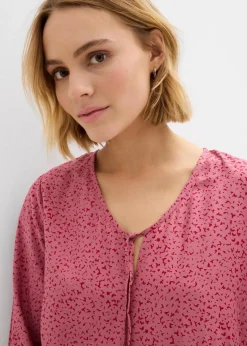 bonprix Bekleidung·Pullover & Strickjacken|Kleider^Tunika-Kleid aus fließender Vikose beerensorbet/abendrot bedruckt