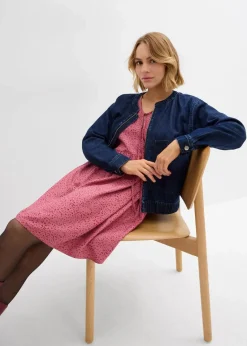 bonprix Bekleidung·Pullover & Strickjacken|Kleider^Tunika-Kleid aus fließender Vikose beerensorbet/abendrot bedruckt