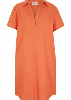 bonprix Bekleidung·Jacken & Mäntel|Blusen & Tuniken^Tunika-Kleid aus leichtem Leinen-Mix kupferorange