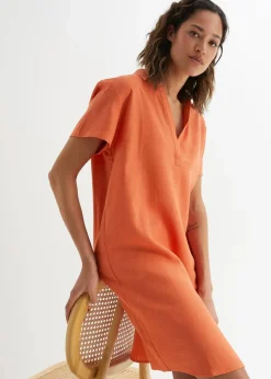 bonprix Bekleidung·Jacken & Mäntel|Blusen & Tuniken^Tunika-Kleid aus leichtem Leinen-Mix kupferorange