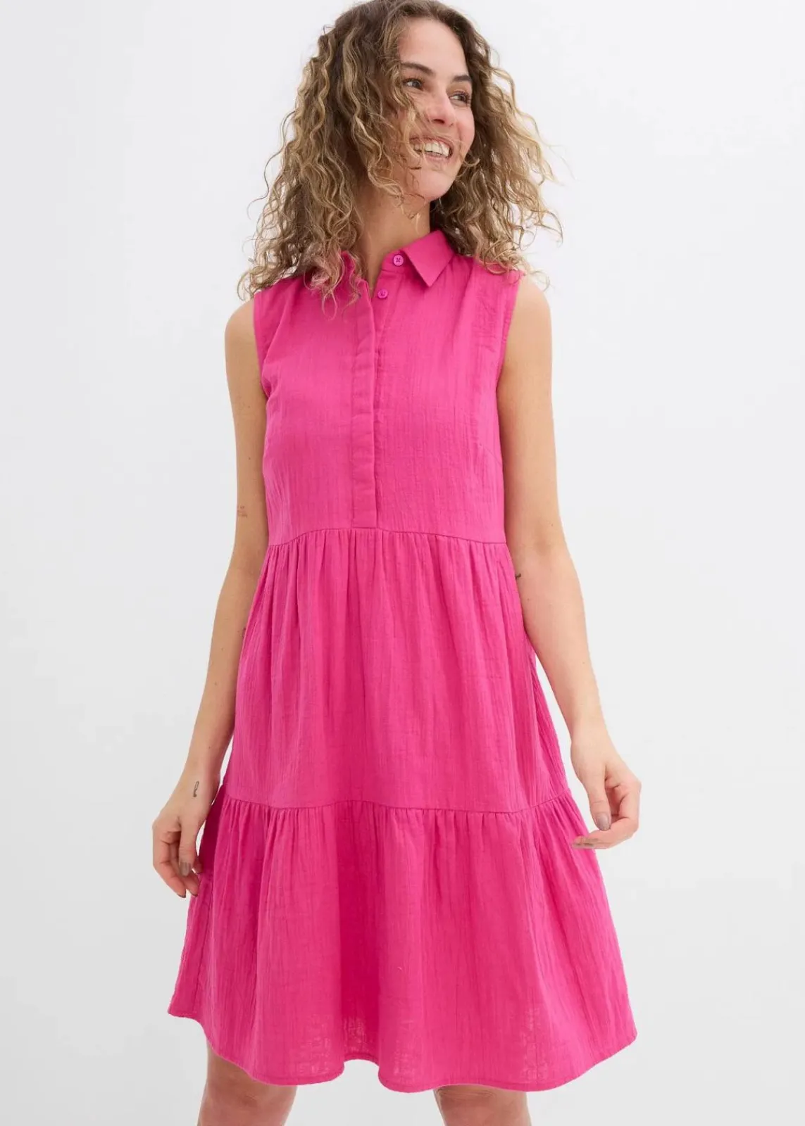 bonprix Kleider|Bekleidung·Pullover & Strickjacken^Tunika-Kleid aus luftigem Musselin fuchsia