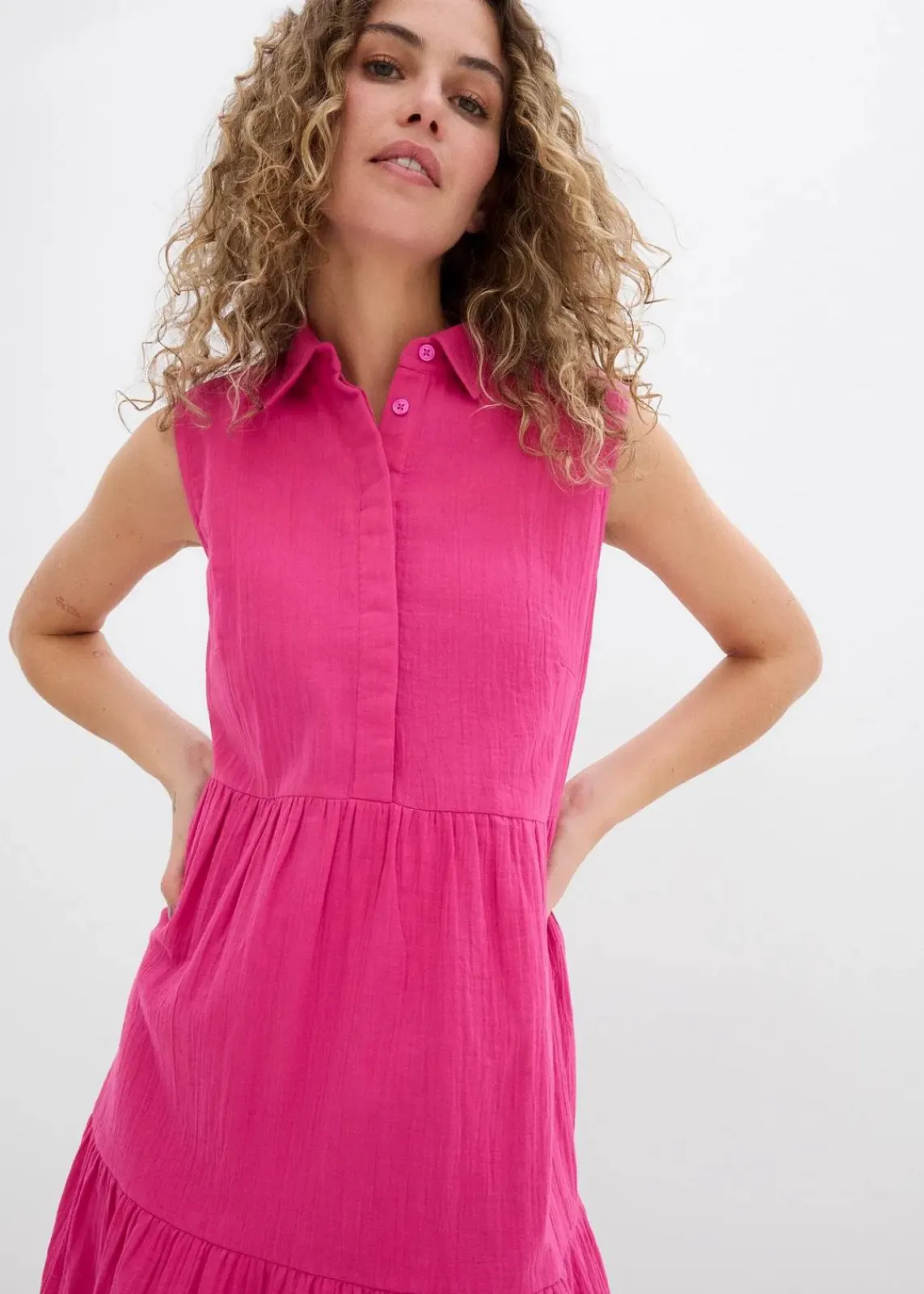 bonprix Kleider|Bekleidung·Pullover & Strickjacken^Tunika-Kleid aus luftigem Musselin fuchsia