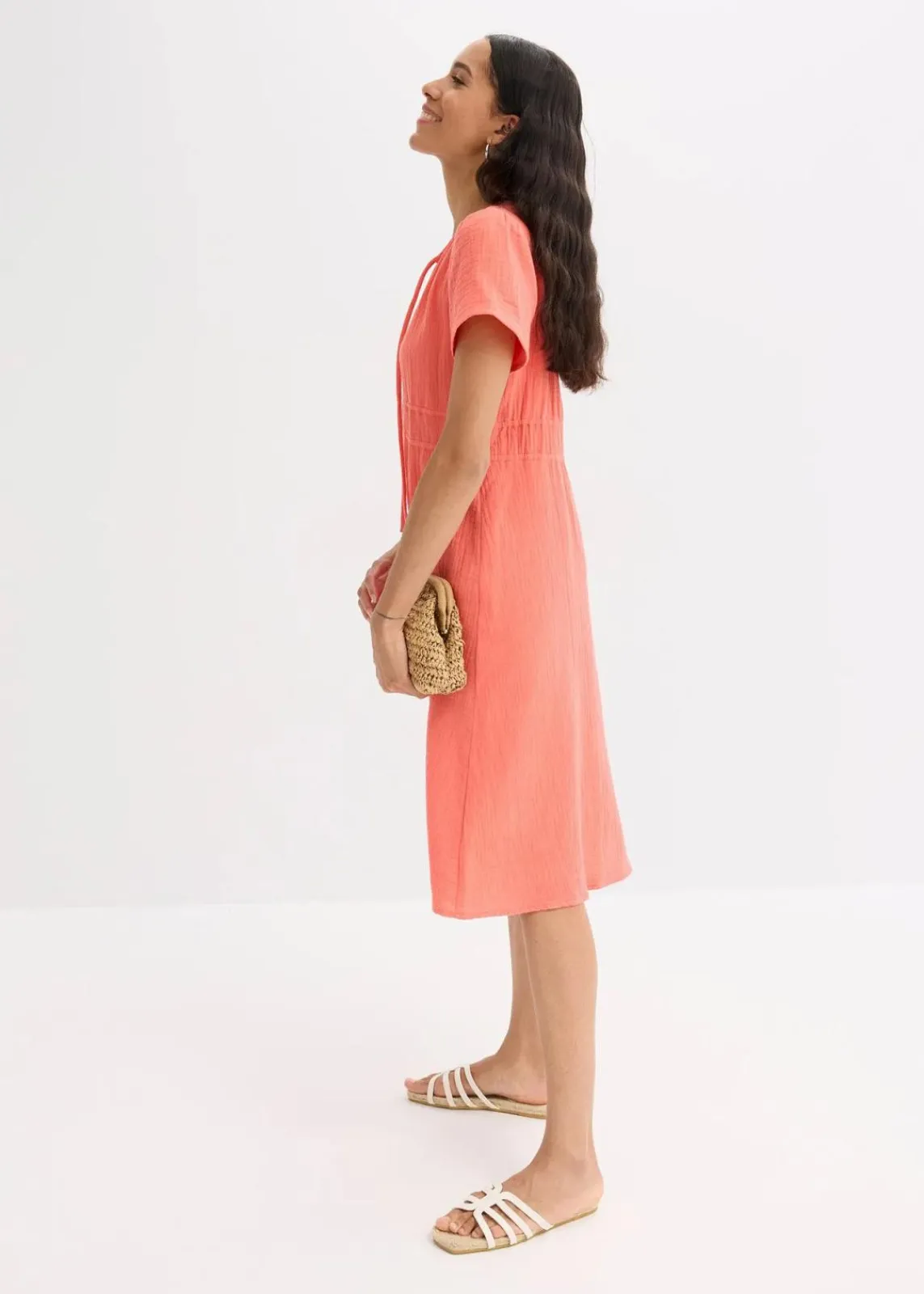 bonprix Bekleidung·Pullover & Strickjacken|Kleider^Tunika-Kleid aus Musselin helllachs