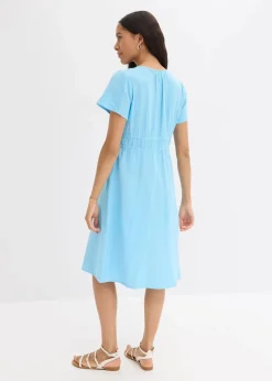 bonprix Kleider|Bekleidung·Pullover & Strickjacken^Tunika-Kleid aus Musselin hellblau