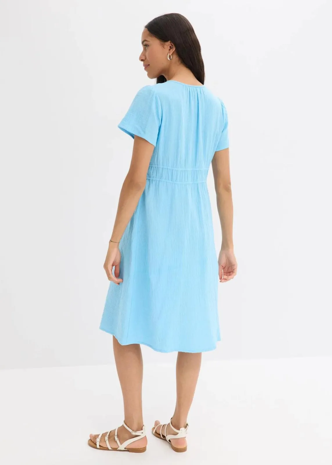 bonprix Kleider|Bekleidung·Pullover & Strickjacken^Tunika-Kleid aus Musselin hellblau