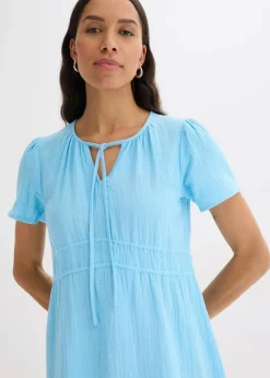bonprix Kleider|Bekleidung·Pullover & Strickjacken^Tunika-Kleid aus Musselin hellblau