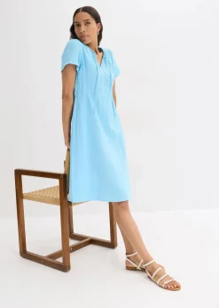 bonprix Kleider|Bekleidung·Pullover & Strickjacken^Tunika-Kleid aus Musselin hellblau