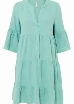 bonprix Bekleidung·Pullover & Strickjacken|Kleider^Tunika-Kleid aus reiner Baumwolle salbeigrün