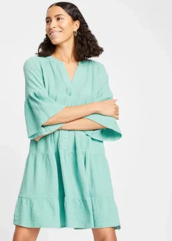 bonprix Bekleidung·Pullover & Strickjacken|Kleider^Tunika-Kleid aus reiner Baumwolle salbeigrün