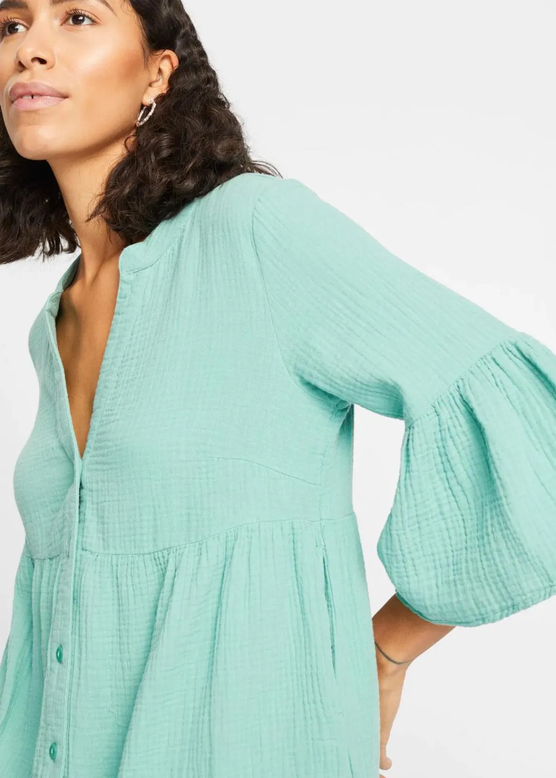 bonprix Bekleidung·Pullover & Strickjacken|Kleider^Tunika-Kleid aus reiner Baumwolle salbeigrün