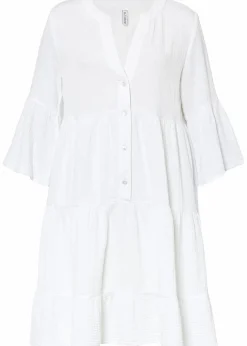 bonprix Kleider|Bekleidung·Pullover & Strickjacken^Tunika-Kleid aus reiner Baumwolle weiß
