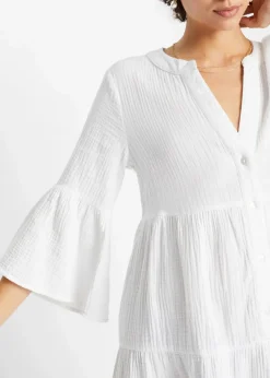 bonprix Kleider|Bekleidung·Pullover & Strickjacken^Tunika-Kleid aus reiner Baumwolle weiß