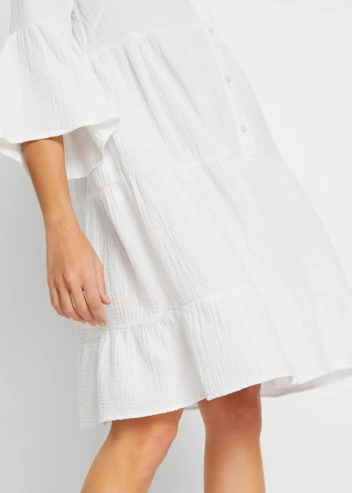 bonprix Kleider|Bekleidung·Pullover & Strickjacken^Tunika-Kleid aus reiner Baumwolle weiß