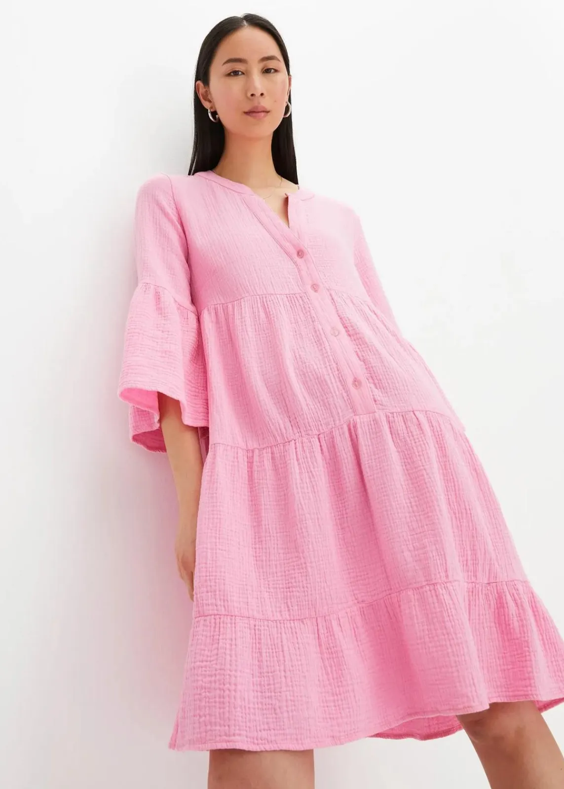 bonprix Kleider|Bekleidung·Pullover & Strickjacken^Tunika-Kleid aus reiner Baumwolle rosa