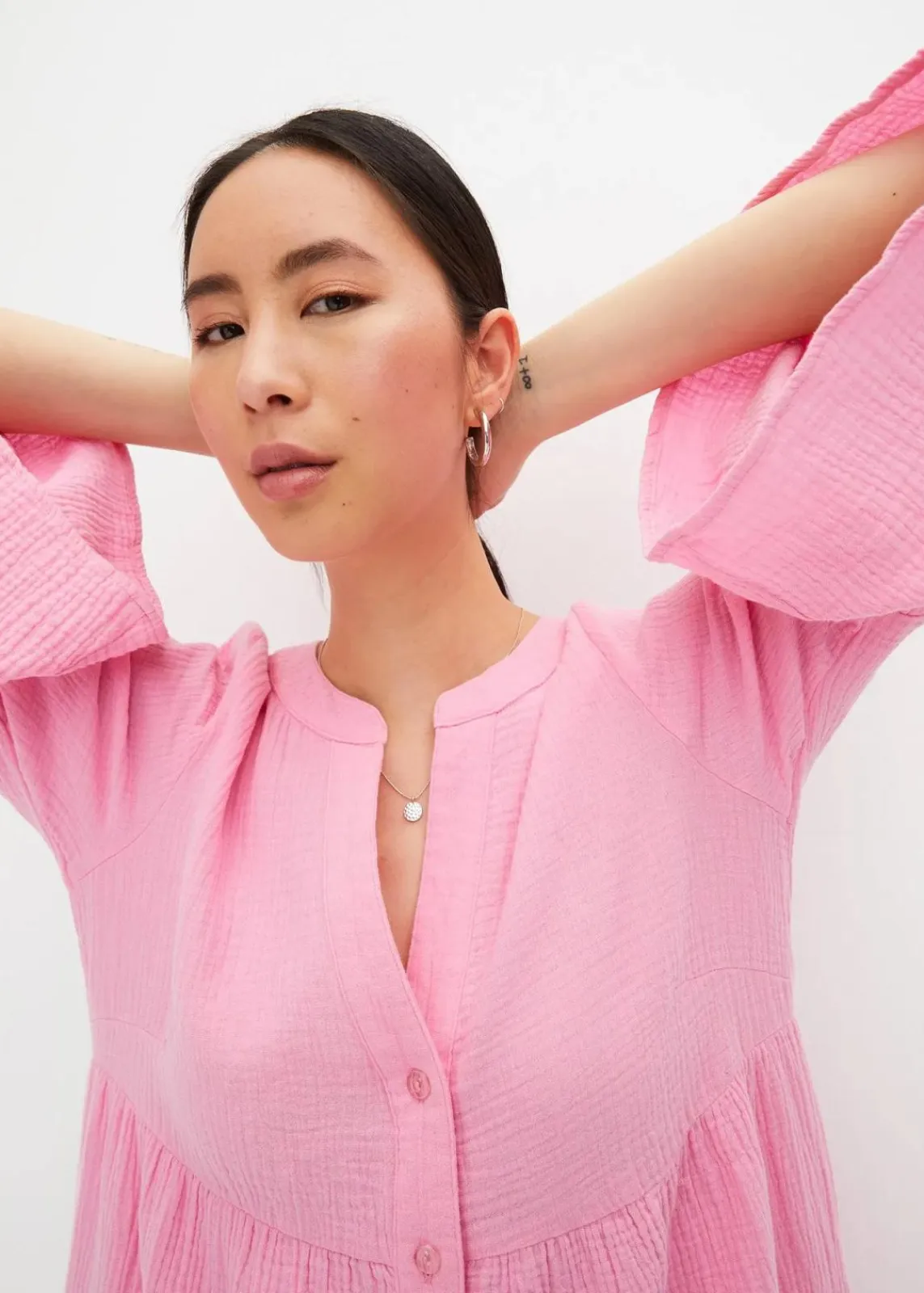 bonprix Kleider|Bekleidung·Pullover & Strickjacken^Tunika-Kleid aus reiner Baumwolle rosa