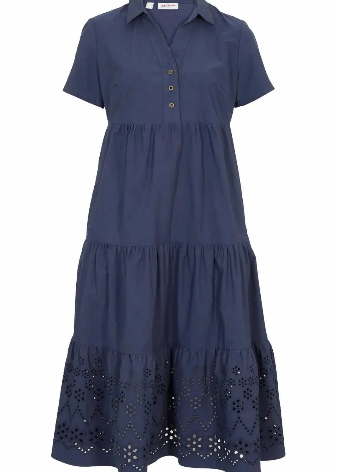 bonprix Kleider|Bekleidung·Pullover & Strickjacken^Tunika-Kleid aus reiner Baumwolle mit Lochstickerei dunkelblau