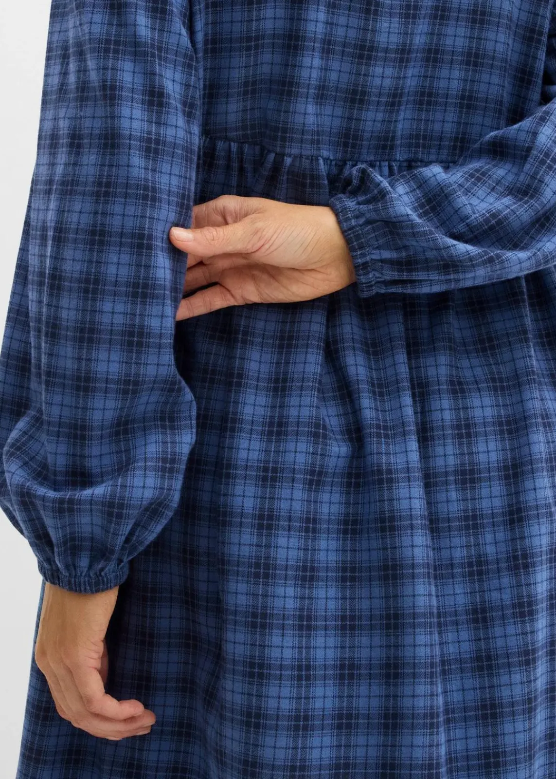 bonprix Bekleidung·Pullover & Strickjacken|Kleider^Tunika-Kleid aus reiner Baumwolle jeansblau/dunkelblau kariert