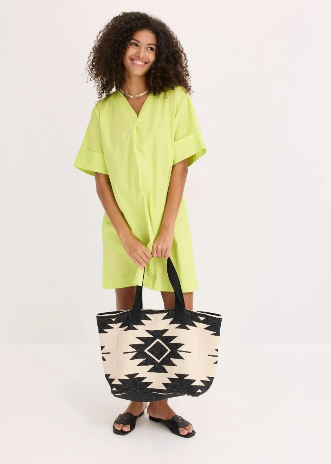 bonprix Kleider|Bekleidung·Pullover & Strickjacken^Tunika-Kleid aus reiner Bio-Baumwolle zitrusgelb